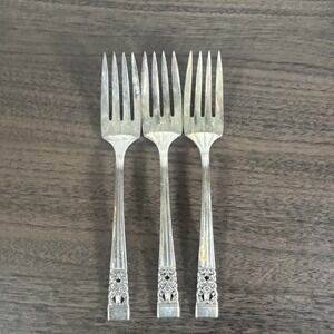 vintage Oneida Coronation‎ 1936 Silverplate 3 Salad Forks 7 Inch